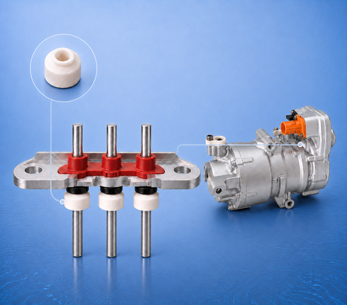 Automotive AC compressor terminal with steatite ceramic insulator